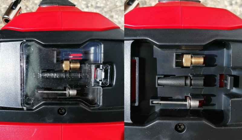 Einhell Pressito: Adapter inkl. Dabei sind die Adapter (von oben nach unten): Fahrradventiladapter, aufblasbares mit kleinem Einfülldurchmesser, Ballnadel Einhell Pressito: Adapter inkl. Dabei sind die Adapter (von oben nach unten): Fahrradventiladapter, aufblasbares mit kleinem Einfülldurchmesser, Ballnadel