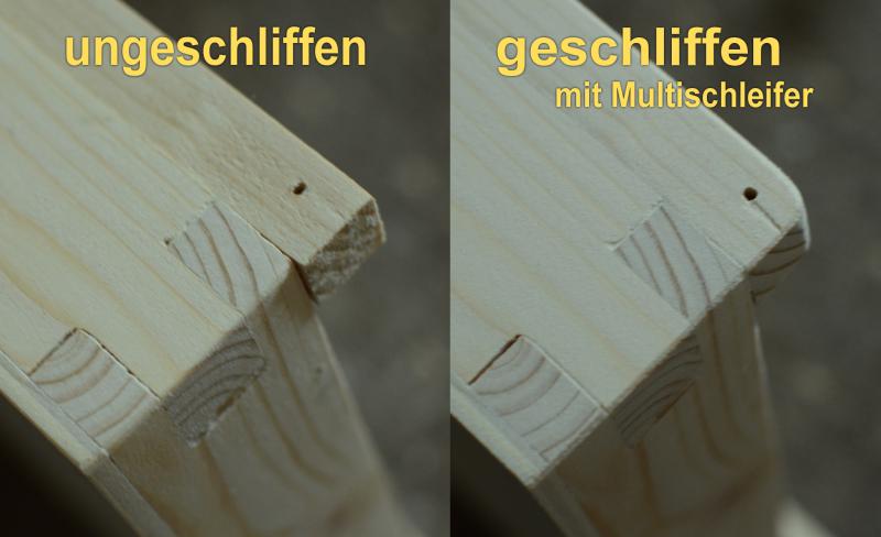 Multischleifer: Vergleich ungeschliffen zu geschliffen Am Beispiel meiner selbstgebauten Holzschatulle Multischleifer: Vergleich ungeschliffen zu geschliffen Am Beispiel meiner selbstgebauten Holzschatulle